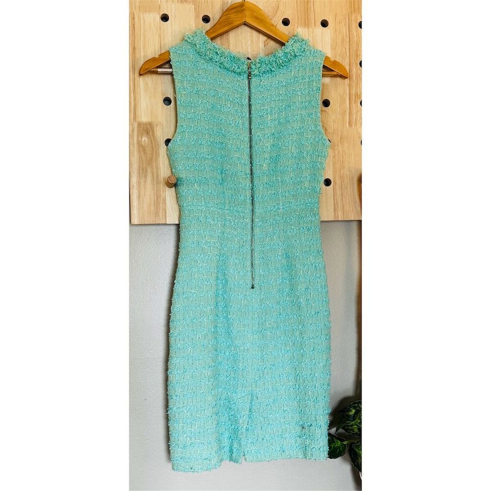 Kate Spade Terri Boucle Aqua Tweed Sheath Dress Size 0 Sleeveless Spring - Picture 4 of 10